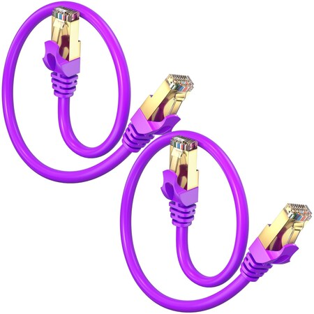 Maximm 0.6ft Flat Cat7 SFTP Shielded Ethernet Cable, 2PK, Purple, 2PK CAT70.6FTPurple-2Pk