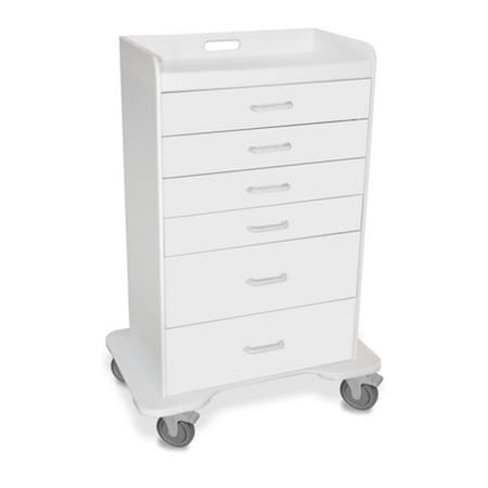 Trippnt White Polyethylene Locking 6 Drawer Procedure Cart - 31 x 48 x 20 in. 51046
