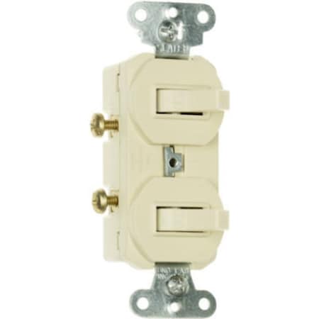 Legrand Double Combination Switch, 15 A, 120/277 VAC, Side Wire Terminal, Ivory 690IGCC6