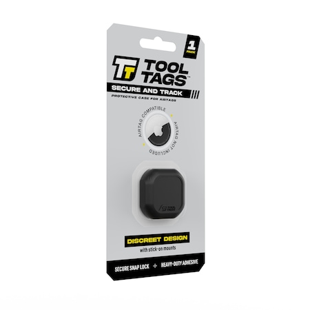 Tooltags Airtag Holder Compatible with Apple AirTag, Heavy-Duty Adhesive Mount, Snap-Latch Case TT-ATC-1PK