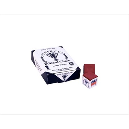 Billiards Accessories Silver Cup Chalk - Box of 12 Burgundy, 12PK CHS12 BURGUNDY