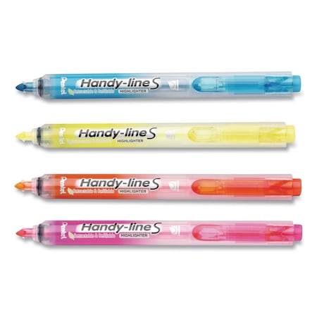 Pentel Ultra-Slim Handy-line S Retractable/Refillable Highlighters, Chisel Tip, Assorted Colors, 4PK SXS15BPS4M