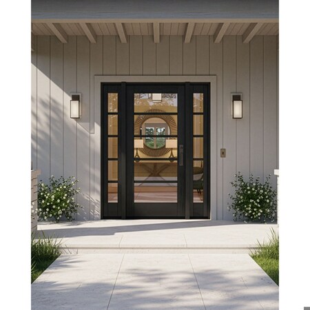 Doornmore G105, 65.25" x 82" ( 36" Door + 2x12" Side) Right Hand, Mahogany SDL 5 Lite Exterior Door G105-SW-3680-G105-SL_1-2_RI
