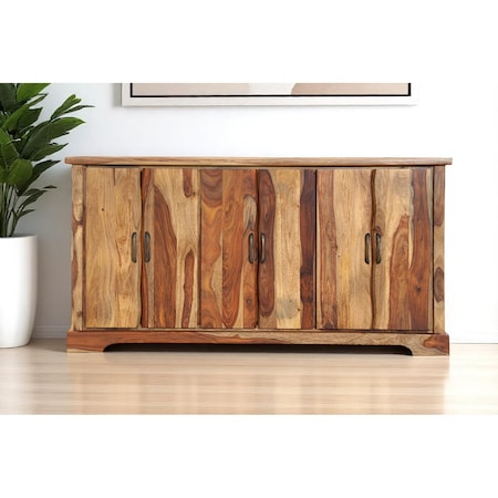 Homeroots 72" Brown Solid Wood Live Edge Sideboard with Six Doors 634311