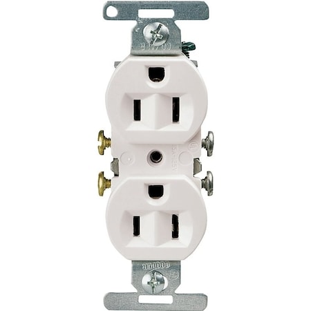 Eaton Wiring Devices Straight Blade Receptacle, 5-15R, 15 A, 125V AC, 2 Pole, 3 Wire, Flush Mount, Grounded 5270W-BU