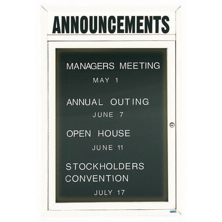 Aarco Illuminated Enclosed Letter Board Directory w/ Powder Coated White Al Frame and Header, 36''Hx24''W ADC3624HIW