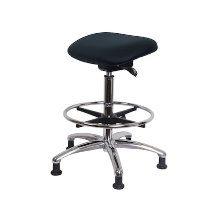 Blue Ridge Ergonomics CL100 Clean Room Vinyl Sit-Stand-Standing Ht with Chr Foot Ring Stat Glides in Storm Supernova Vinyl CLR-VSTSS-CR-CF-RG-8822