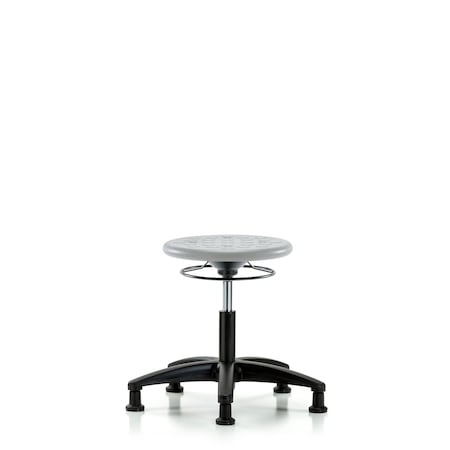 Blue Ridge Ergonomics Huron Polyurethane Stool - Desk Height with Stationary Glides in Gray Polyurethane IPDHSO-RG-RG-GRY