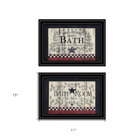 Homeroots Set Of Two Hot Bath Black Framed Print Bathroom Wall Art, 2PK 406662