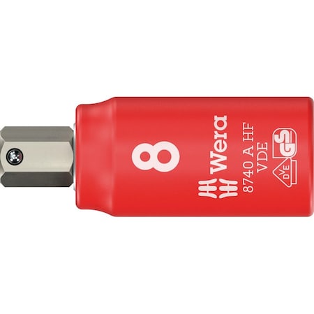 Wera 8740 A VDE HF Zyklop Bit socket, insulated, with 1/4 in drive, 8 x 47 mm 5005904001