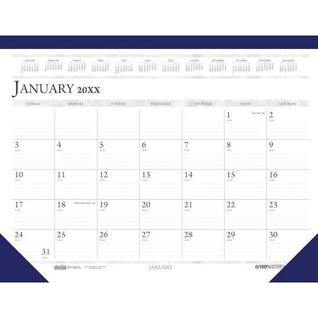 House Of Doolittle Monthly Desk Pad Calendar, Classic, 12 Months, Jan-Dec, 22 in x 17 in, Blue/Gray 150
