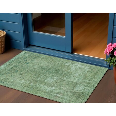 Homeroots 3' X 5' Sage And Mint Green Abstract Washable Indoor Outdoor Area Rug 615506