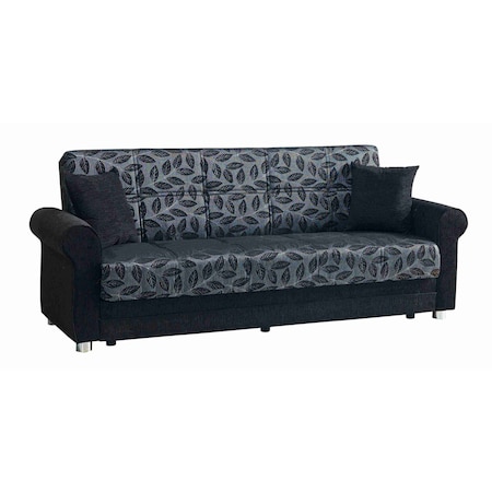 Homeroots 89" Black Chenille Convertible Futon Sleeper Sofa And Toss Pillows With Storage 607147