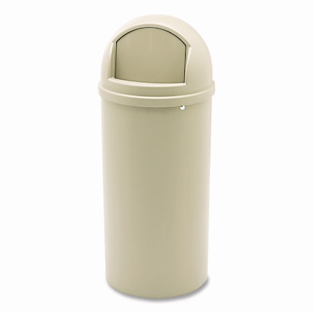 Rubbermaid Commercial 15 gal Round Indoor Plastic Can, Beige, Side Door, Polyethylene FG816088BEIG
