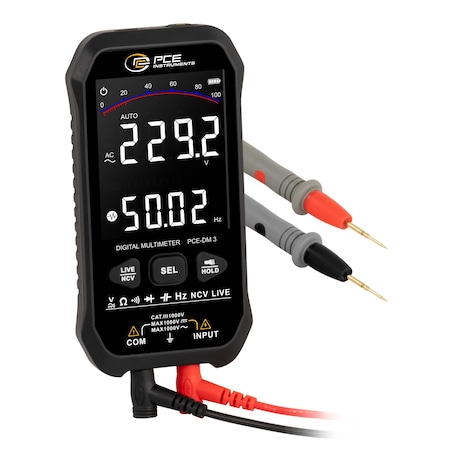 Pce Instruments Digital multimeter, 1000V CAT III with 10 A, 1 MHz frequency and USB-C interface PCE-DM 3