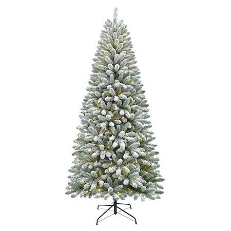 Puleo Asia Ltd 357-5691-TF70LDF5K450-CUL Yukon Flocked Tree, 7 ft H, Spruce Family, LED, Multi-Color Light 357-5691-TF70LDF5