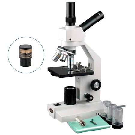 Amscope D120 Dual-view Student Monocular Compound Microscope 40X-1000X w/Mechanical Stage and 1MP Digital C D120-MS-E1