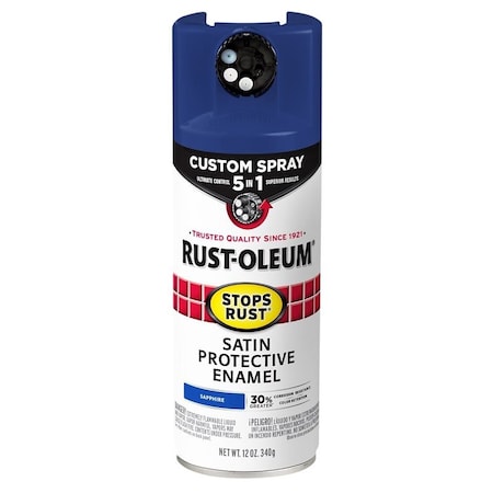 Rust-Oleum Rust Preventative Spray Paint, Satin, Sapphire, 12 oz, Can 376881