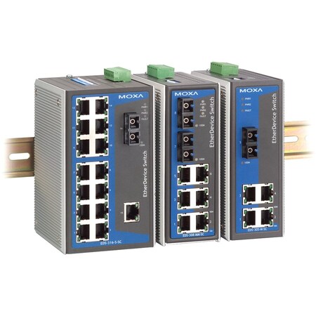 Moxa Indust. Unmanaged Ethernet Switch W/ 5 10/100Baset(X)Ports, -40 EDS-305-T