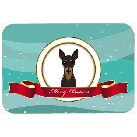 Carolines Treasures Min Pin Merry Christmas Glass Cutting Board- Large BB1550LCB
