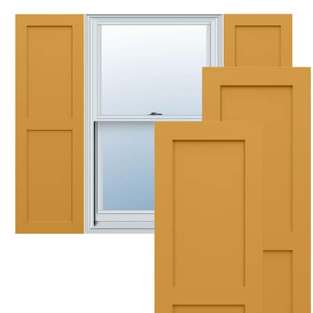 Ekena Millwork True Fit PVC Two Equal Flat Panel Shutters, Turmeric, 18W x 45H, PR TFP101FPF18X045TU