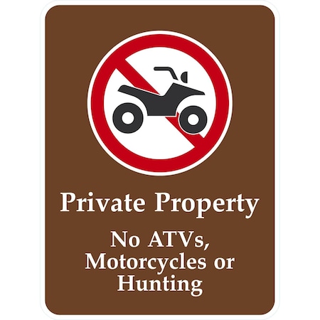 Lyle Private Property No ATVs, Motorcycles Or Hunting With Graphi, 18x24, Non-Reflective, White G-11217-NA_18x24