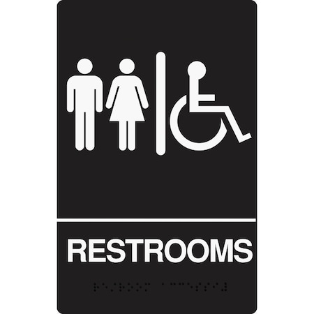 Hy-Ko Deco Series Plastic Braille Sign Restrooms Handicapped DB-5
