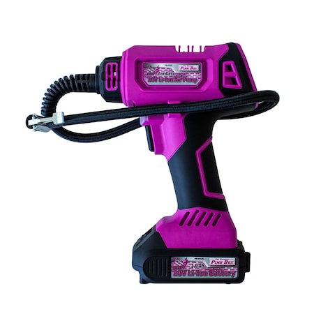 The Original Pink Box 20-Volt Lithium-Ion Cordless Portable Air Pump with 2Ah Battery, Pink PB20VAP_2AH_CHRGR