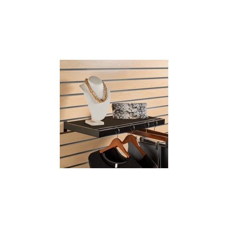 Specialty Store Services Slatwall Shelf With Hangrail, Black Shelf With Black Hangrail 2187BK