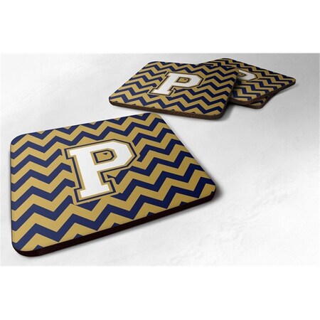 Carolines Treasures Letter P Chevron Navy Blue and Gold Foam Coaster, Set of 4 CJ1057-PFC