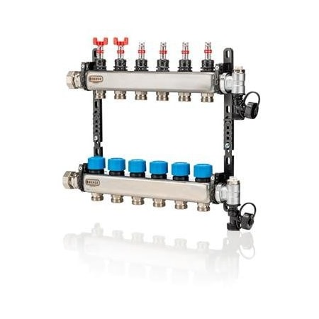 Henco Stainless Steel Infloor Radiant Heating Manifold, Flowmeter 0-1.25GPM, 11 circuits, Complete Set 805873