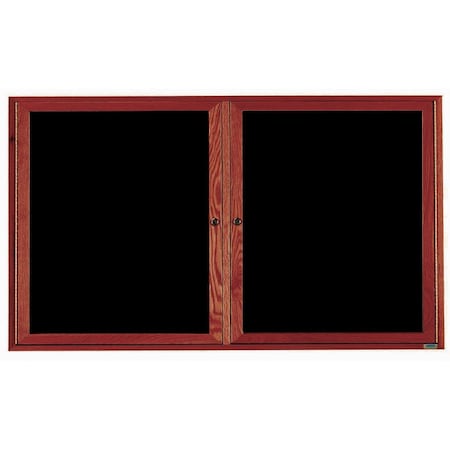 Aarco Enclosed Changeable Letter Board w/ Cherry Stained Red Oak Frame, 36''Hx72''W Two Door Unit CDC3672