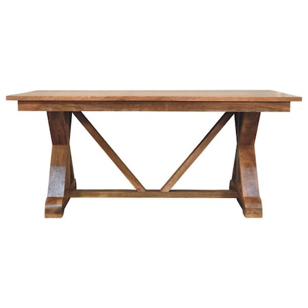 Homeroots 71" Brown Solid Wood Trestle Base Dining Table 719514
