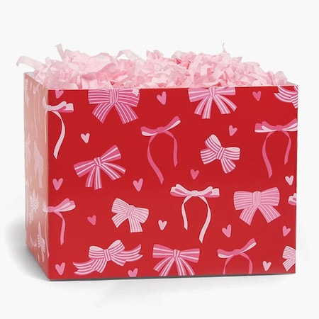 Nashville Wraps Pink Bows Basket Box, Large 10.25x6x7.5, 6PK PKBL