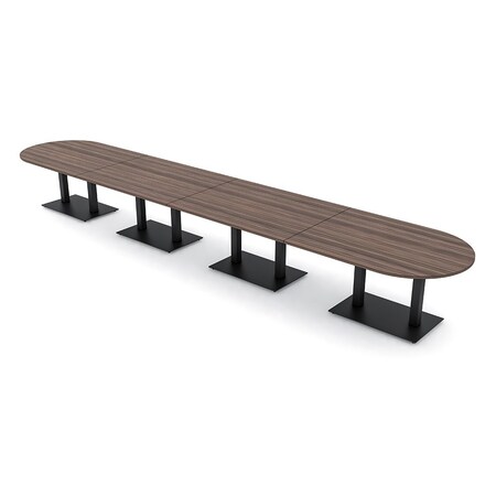 Skutchi Designs Racetrack Conference Table With Power Unit, 48 in W, 264 in L, Brown HAR-RAC-48X264-DOU.BK-H3041-NA