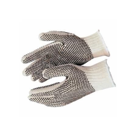 Mcr Safety PVC Dot String Knit Gloves, X-Small, Natural/Black PVC Dots 127-9660XSM