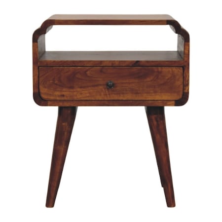 Homeroots 22" Brown Solid Wood Oval One Drawer Nightstand 651838