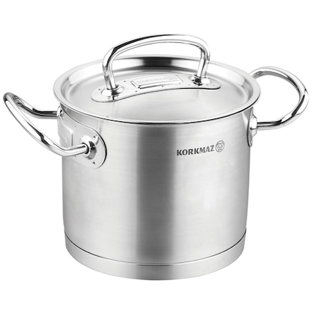Korkmaz Proline Professional Series 14.5 L Stainless Steel Extra Deep Casserole with Lid in Silver A1167