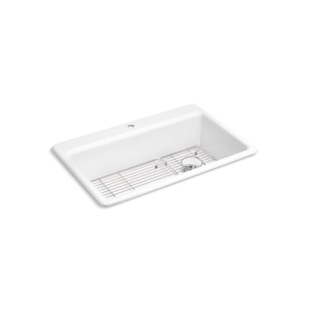 Kohler Riverby 33 1-Hole top-mount single-bowl kitchen sink in White 5871-1A1-0