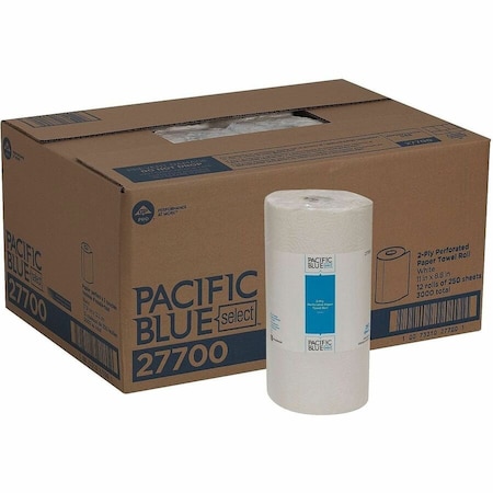 Georgia-Pacific Pacific Blue Select Perforated Roll Paper Towels, 2 Ply, 250 Sheets, 230 ft, White, 12 PK 27700