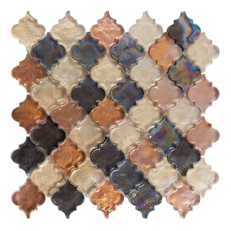 Andova Tiles SAMPLE-Grandio Prism Brown 2-in. Arabesque Polished Glass Wall & Floor Mosaic Tile SAM-ANDGRA407