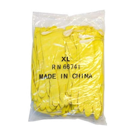Safety Zone Flock Lined Latex 16 mil Gloves - Yellow, Lrg - 12 Pairs GRFY-LG-1B