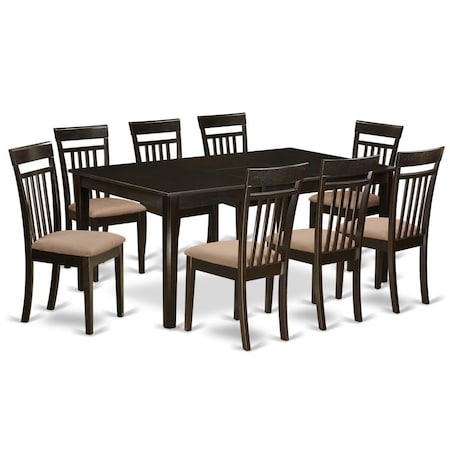 East West Furniture Dining Room Set - Table with Leaf Together with 8 Chairs - 9 Piece, 9PK HECA9-CAP-C