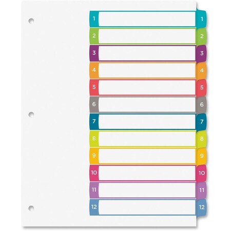 Workstationpro Ready Index Table of Contents Dividers 1 to 12, Multicolor TH521495