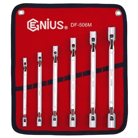 Genius Tools 6PC Metric Double Flexible Socket Wrench Set DF-506M