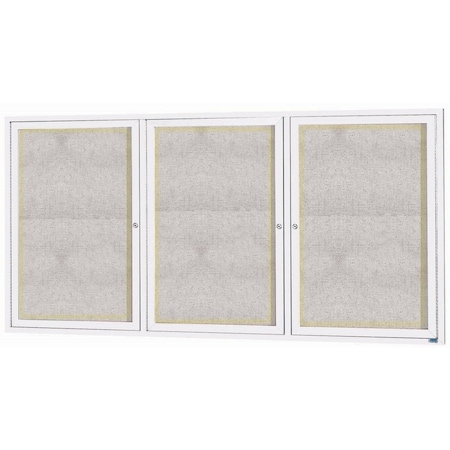 Aarco Outdoor Illuminated Enclosed Bulletin Board w/ Al Frame, Powder Coated White, 48''Hx96''W ODCC4896-3RIW