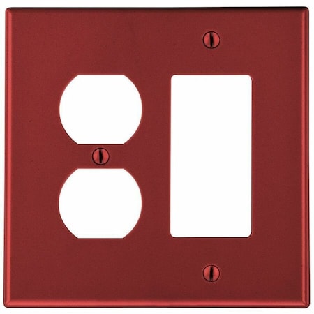 Hubbell Wiring Device-Kellems WALLPLATE, 2-G, 1) DUP 1) DEC, RED P826R