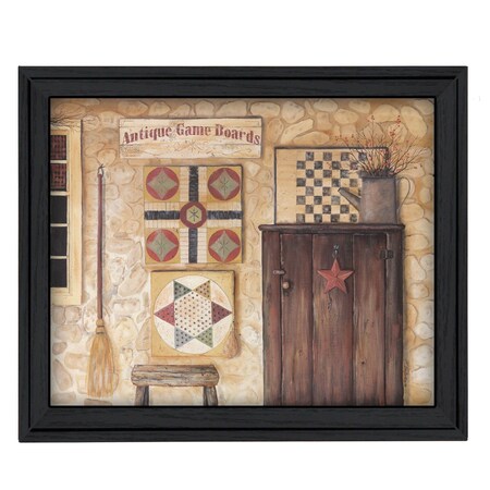 Homeroots Antique Game Boards Black Framed Print Wall Art 404691