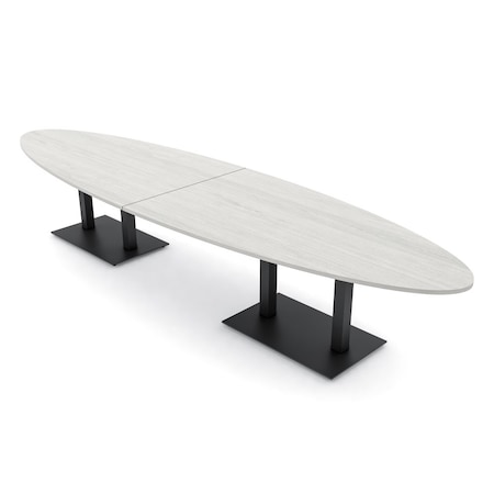 Skutchi Designs Oval Conference Table With Power, 48 in W, 168 in L, Ivory HAR-OVL-48X168-DOU.BK-K458-NA