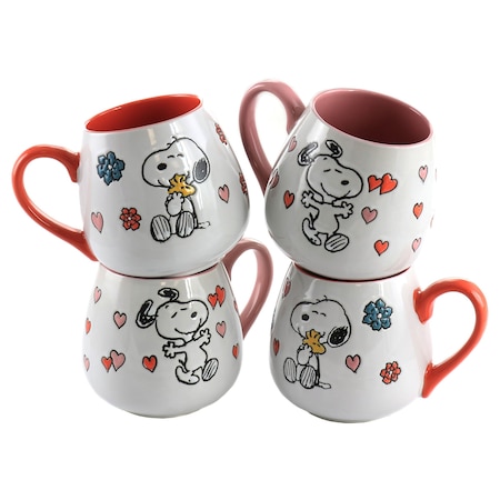 Peanuts 4 Piece 20 Ounce Stoneware Wax Relief Cup Set in 2 Assorted Designs 136641.01